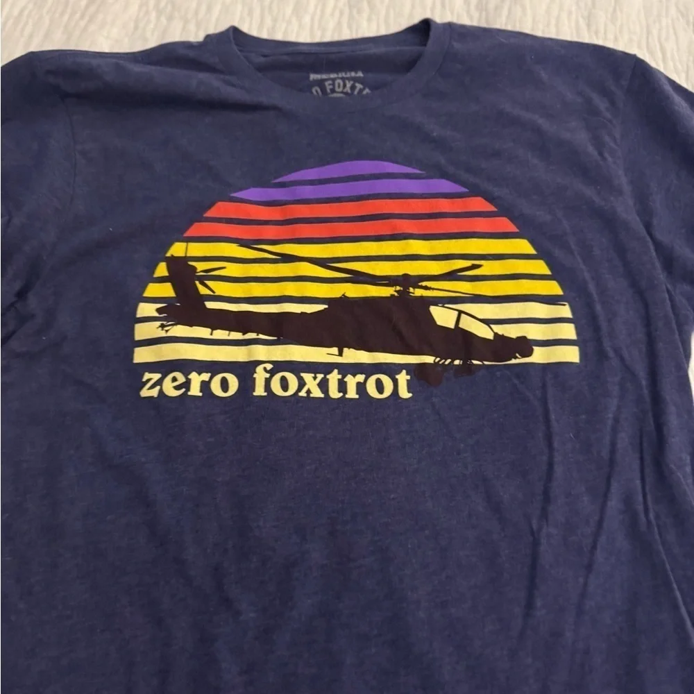 zero fox trot tee. Black with helicopter. Size M